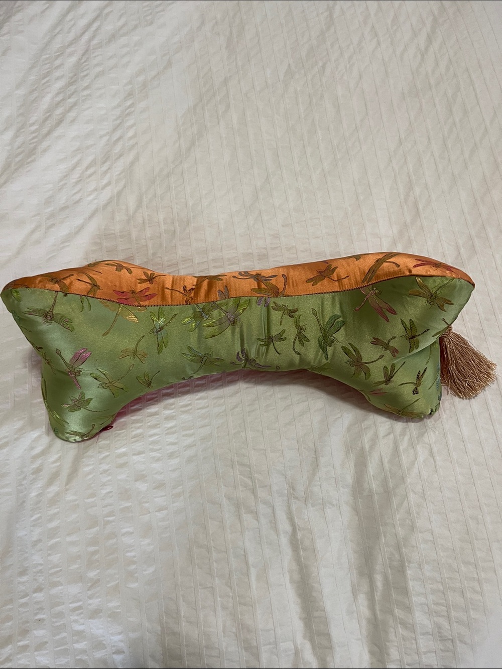 Decorative Green and Orange Dragonfly Lumbar Pillow by